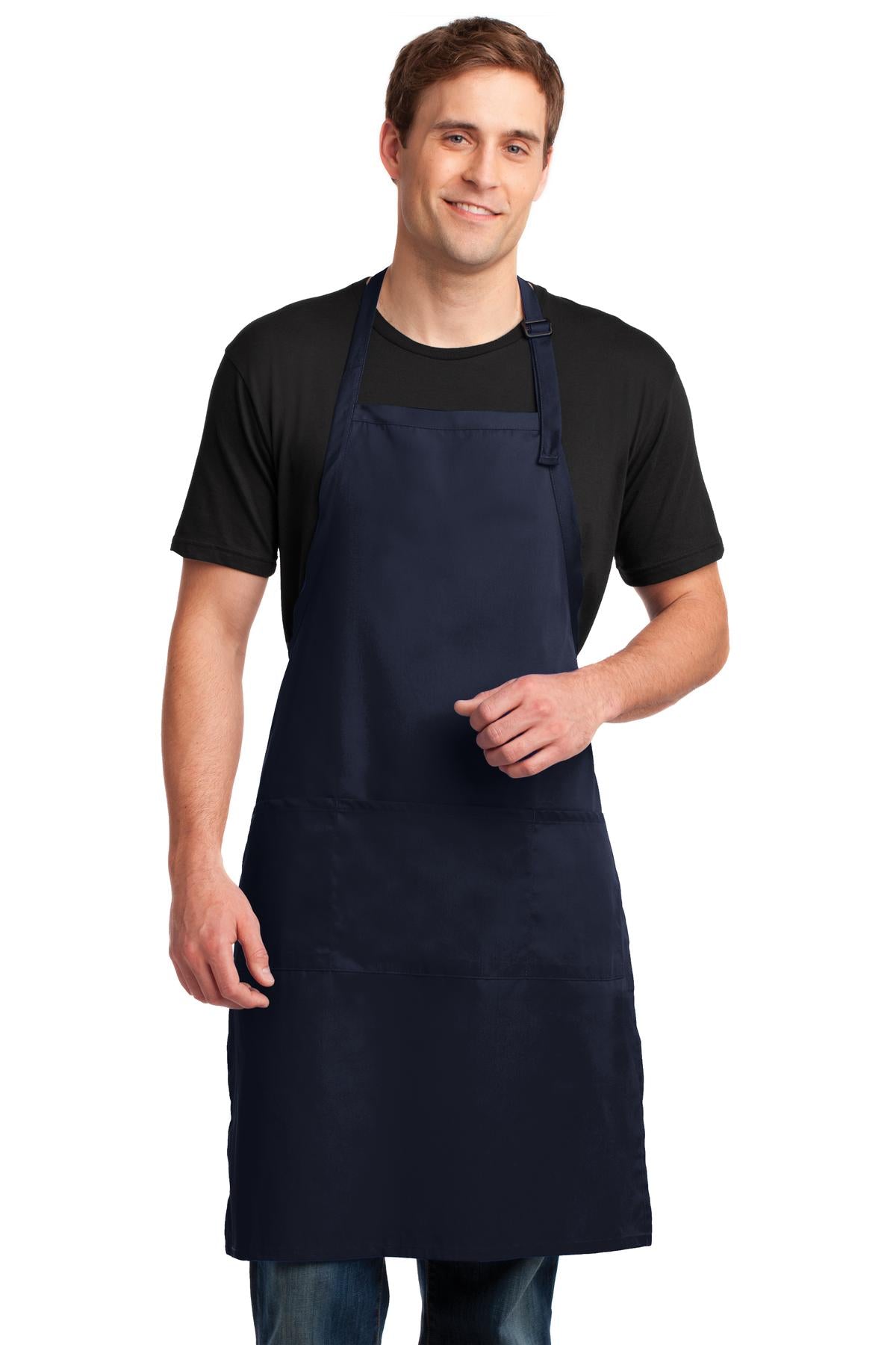 Port Authority Easy Care Extra Long Bib Apron with Stain Release A700 Navy