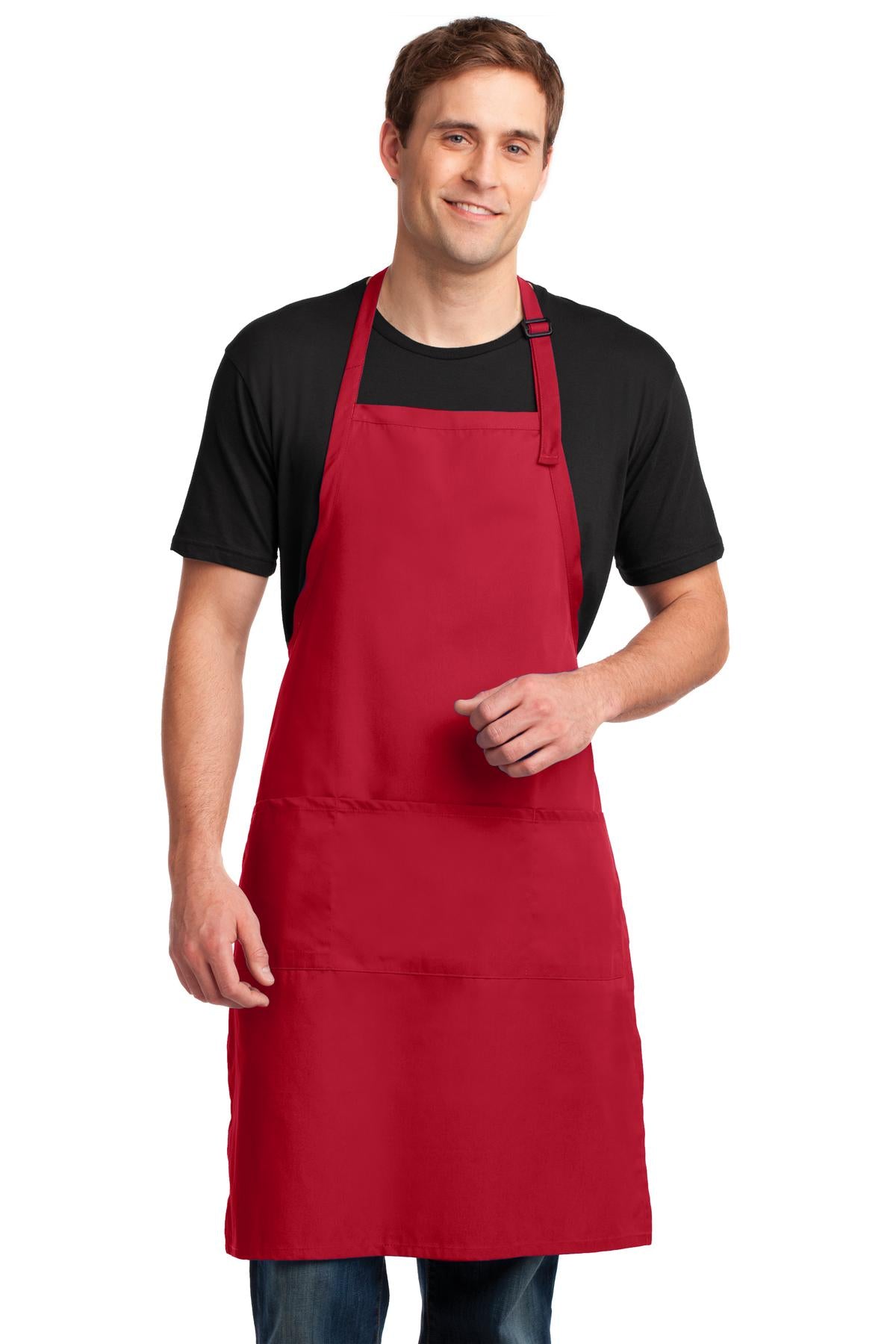 Port Authority Easy Care Extra Long Bib Apron with Stain Release A700 Red