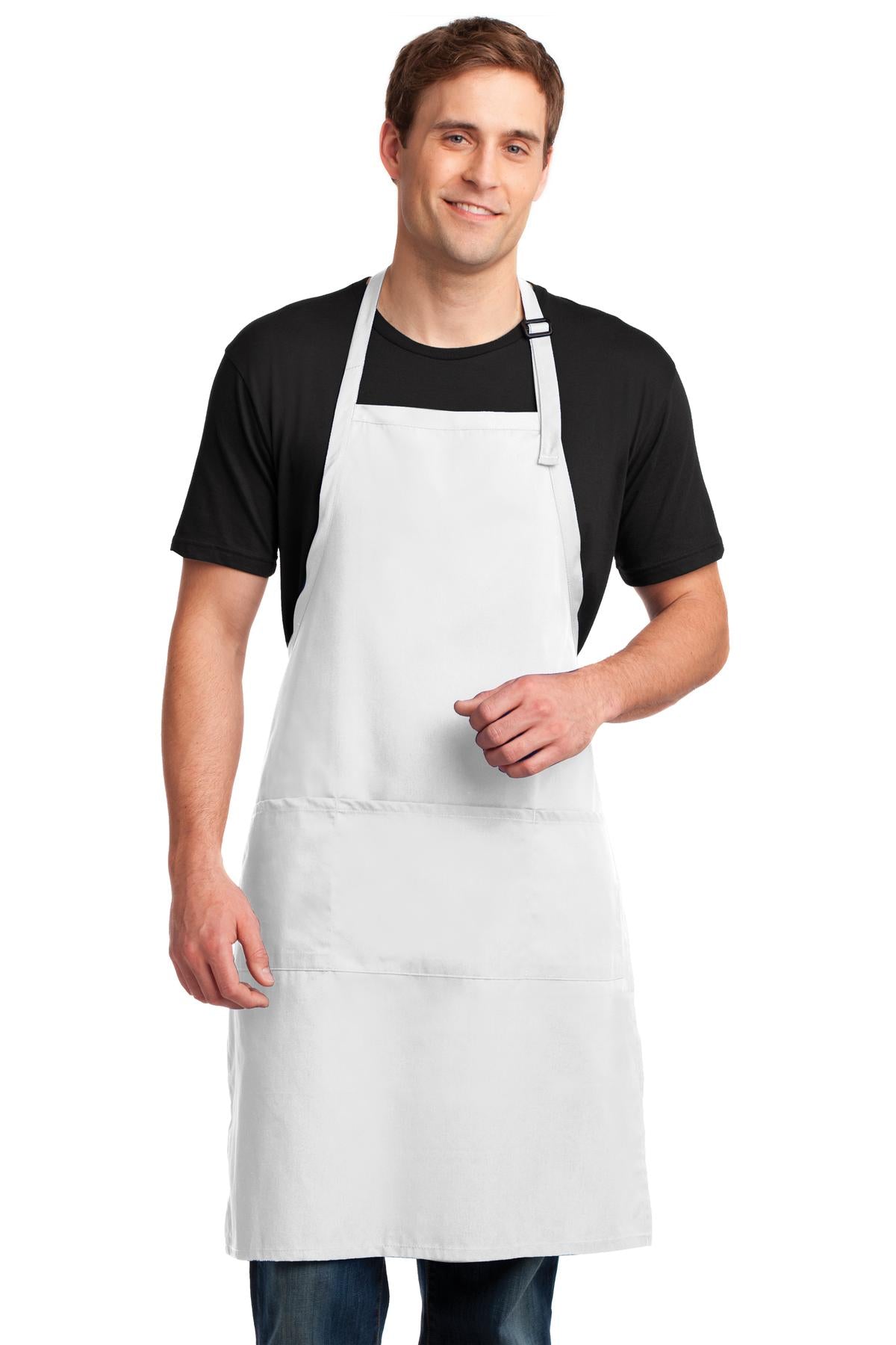 Port Authority Easy Care Extra Long Bib Apron with Stain Release A700 White
