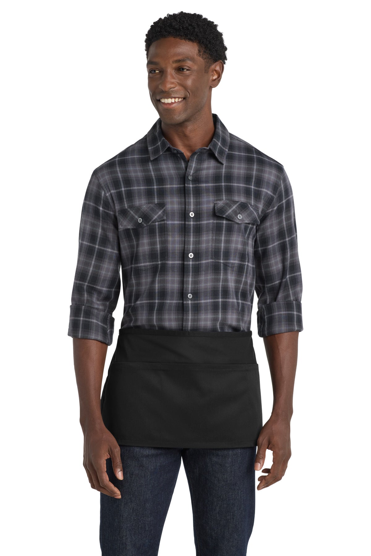 Port Authority Easy Care Reversible Waist Apron with Stain Release A707 Black