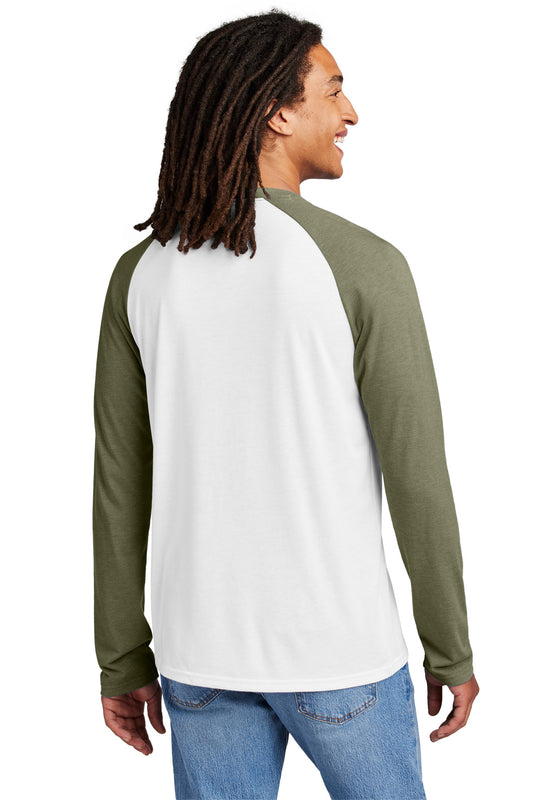 Allmade Unisex Tri-Blend Long Sleeve Colorblock Raglan AL6009 Olive You Green/ Bright White