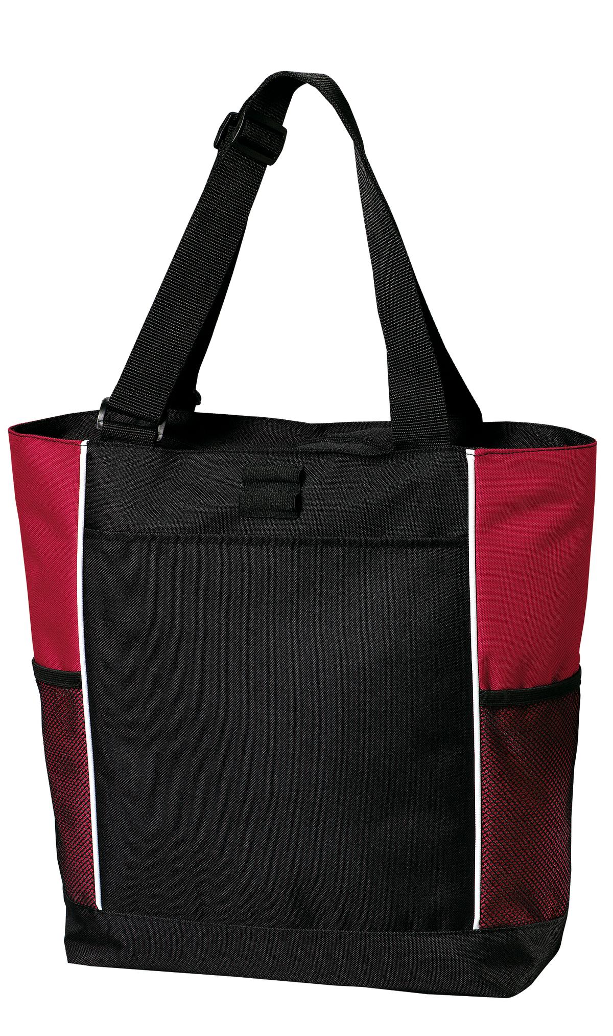 Port Authority Panel Tote B5160 Black/ Red