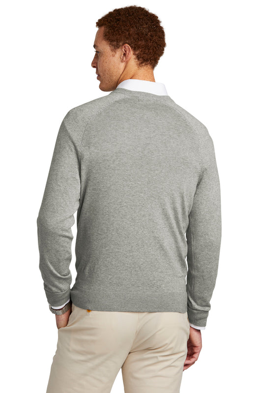 Brooks Brothers Cotton Stretch V-Neck Sweater BB18400 Light Shadow Grey Heather