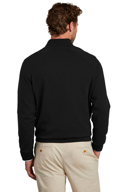 Brooks Brothers Cotton Stretch 1/4-Zip Sweater BB18402 Deep Black