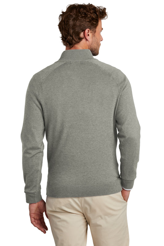 Brooks Brothers Cotton Stretch 1/4-Zip Sweater BB18402 Light Shadow Grey Heather