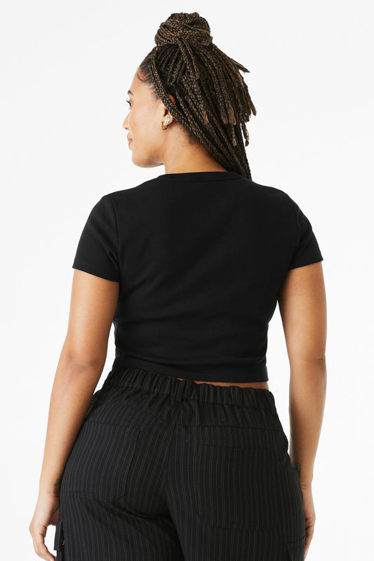 Bella+Canvas Women's Micro Rib Baby Tee BC1010 Solid Black Blend