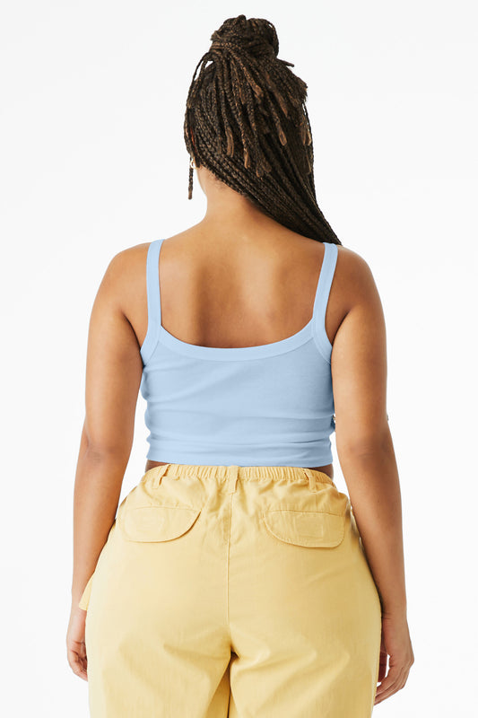 Bella+Canvas Women's Micro Rib Spaghetti Strap Tank BC1012 Solid Baby Blue Blend