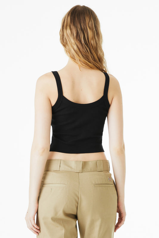 Bella+Canvas Women's Micro Rib Spaghetti Strap Tank BC1012 Solid Black Blend