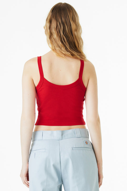Bella+Canvas Women's Micro Rib Spaghetti Strap Tank BC1012 Solid Red Blend