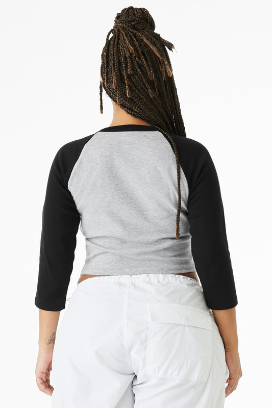 Bella+Canvas Women's Micro Rib 3/4 Raglan Baby Tee BC1200 Athletic Heather/Black