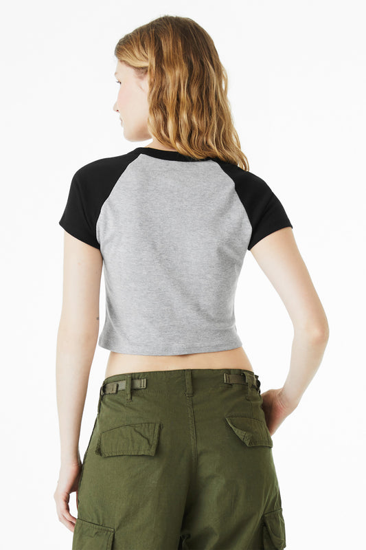 Bella+Canvas Women's Micro Rib Raglan Baby Tee BC1201 Athletic Heather/Black