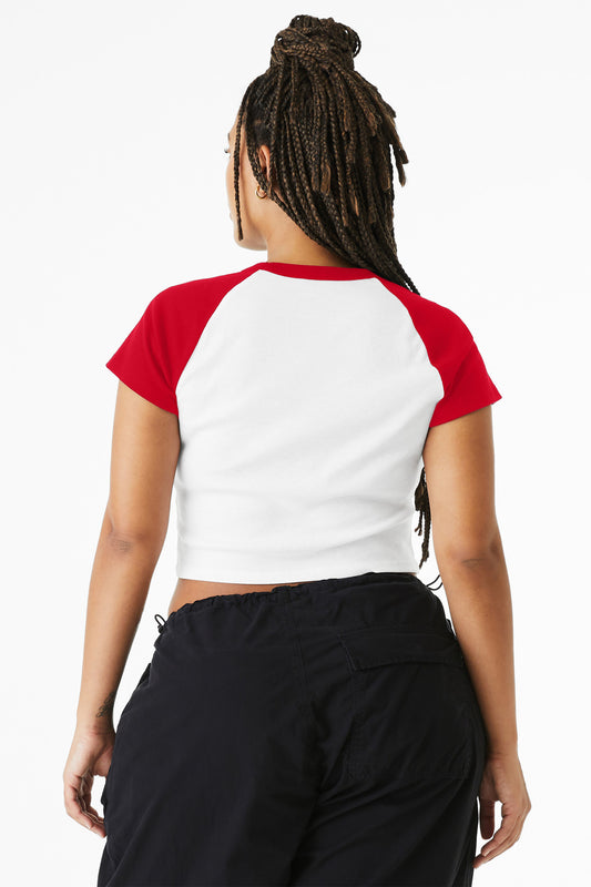 Bella+Canvas Women's Micro Rib Raglan Baby Tee BC1201 White/Red