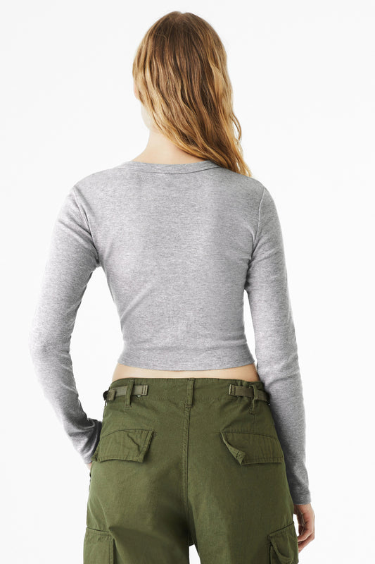 Bella+Canvas Women's Micro Rib Long Sleeve Baby Tee BC1501 Athletic Heather