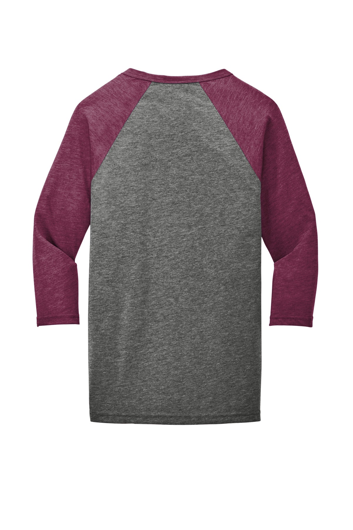 BELLA+CANVAS Unisex 3/4-Sleeve Baseball Tee. BC3200 Grey/ Maroon Triblend