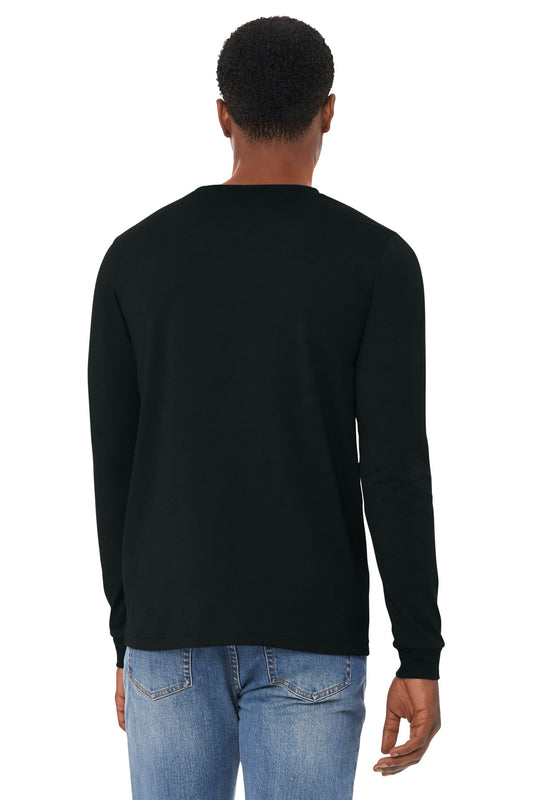 Bella+Canvas Unisex Heather CVC Long Sleeve Tee BC3501CVC Solid Black Blend