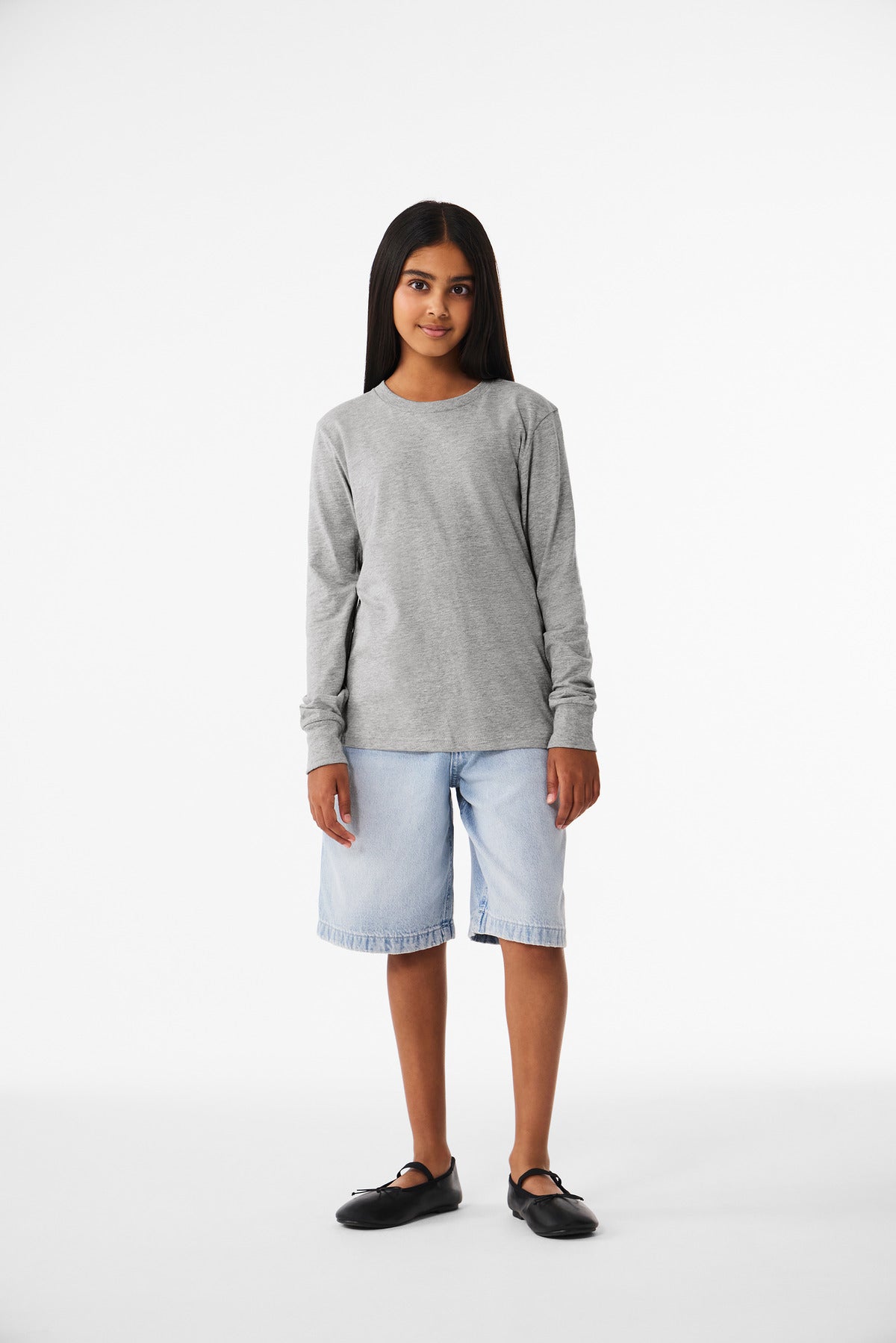 BELLA+CANVAS Youth Heather CVC Long Sleeve Tee BC3501YCVC Athletic Heather