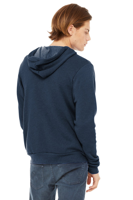 BELLA+CANVAS Unisex Sponge Fleece Full-Zip Hoodie. BC3739 Heather Navy