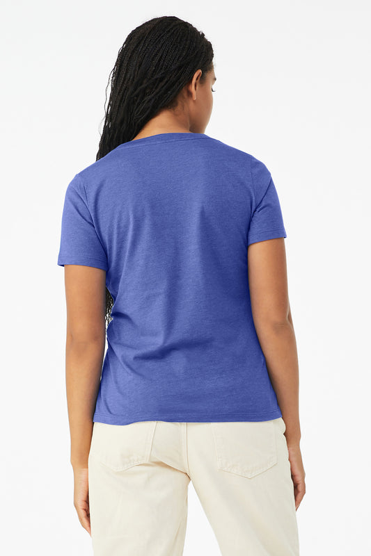 Bella+Canvas Women's Relaxed Heather CVC V-Neck Tee BC6405CVC Heather True Royal