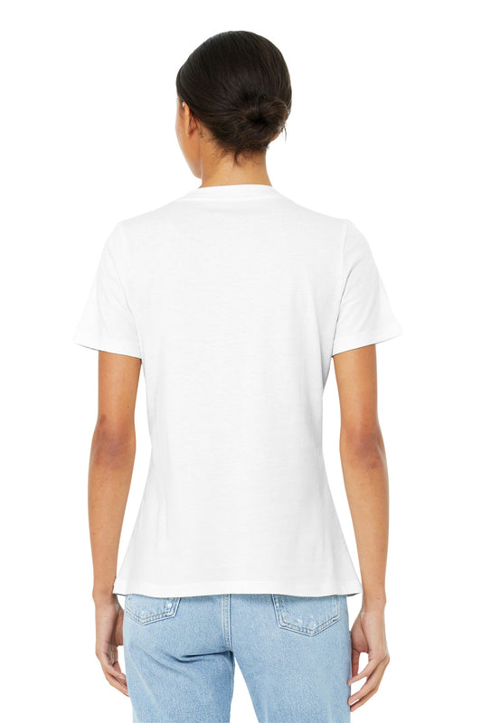 BELLA+CANVAS Women's Relaxed Jersey Short Sleeve V-Neck Tee. BC6405 White