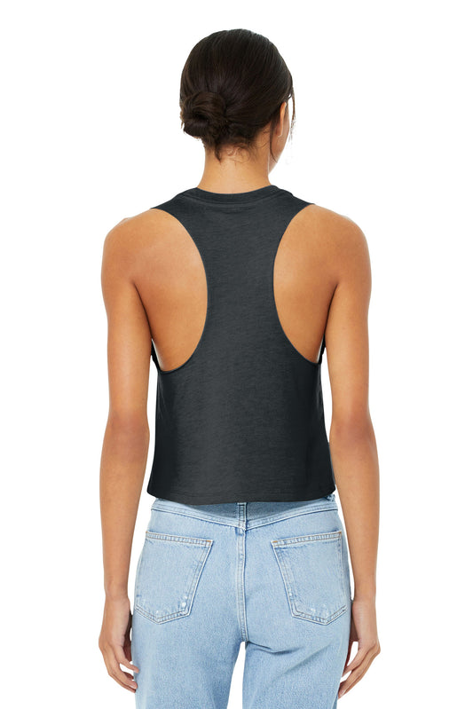 BELLA+CANVAS Women's Racerback Cropped Tank. BC6682 Dark Grey Heather
