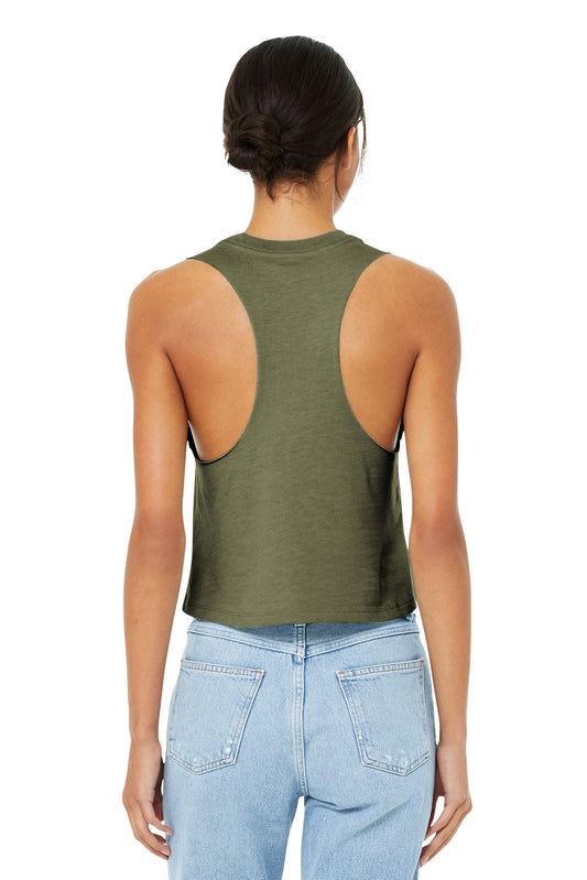 BELLA+CANVAS Women's Racerback Cropped Tank. BC6682 Heather Olive