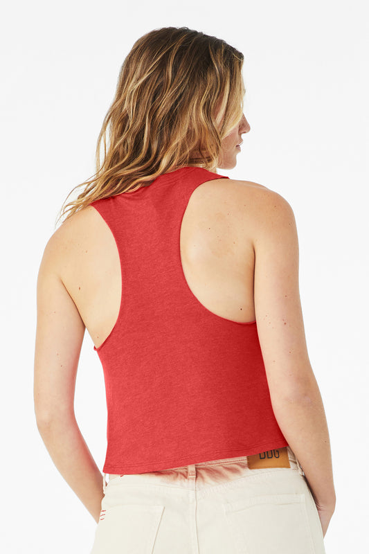 BELLA+CANVAS Women's Racerback Cropped Tank. BC6682 Heather Red