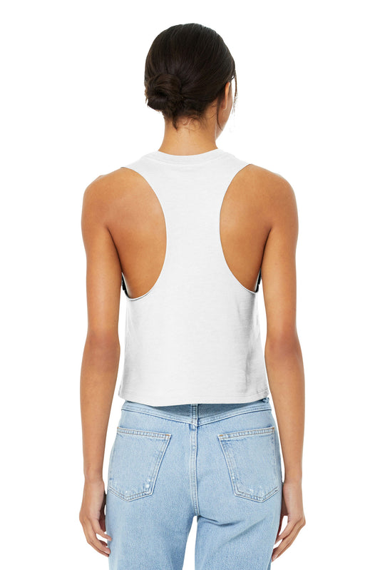 BELLA+CANVAS Women's Racerback Cropped Tank. BC6682 Solid White Blend