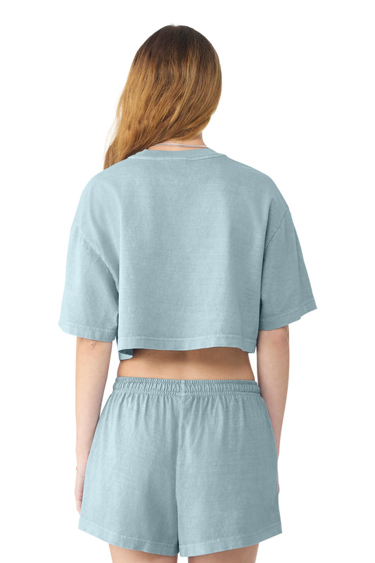 Bella+Canvas Women's Heavyweight Garment-Dyed Cropped Tee BC6882GD Light Washed Denim