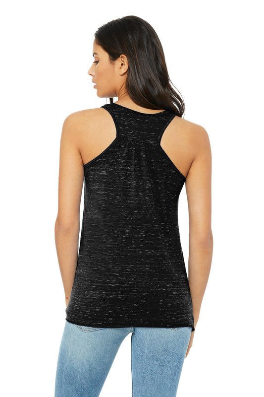 BELLA+CANVAS Women's Flowy Racerback Tank. BC8800 Black Marble