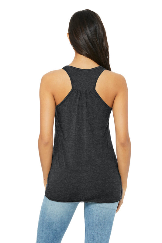 BELLA+CANVAS Women's Flowy Racerback Tank. BC8800 Dark Grey Heather
