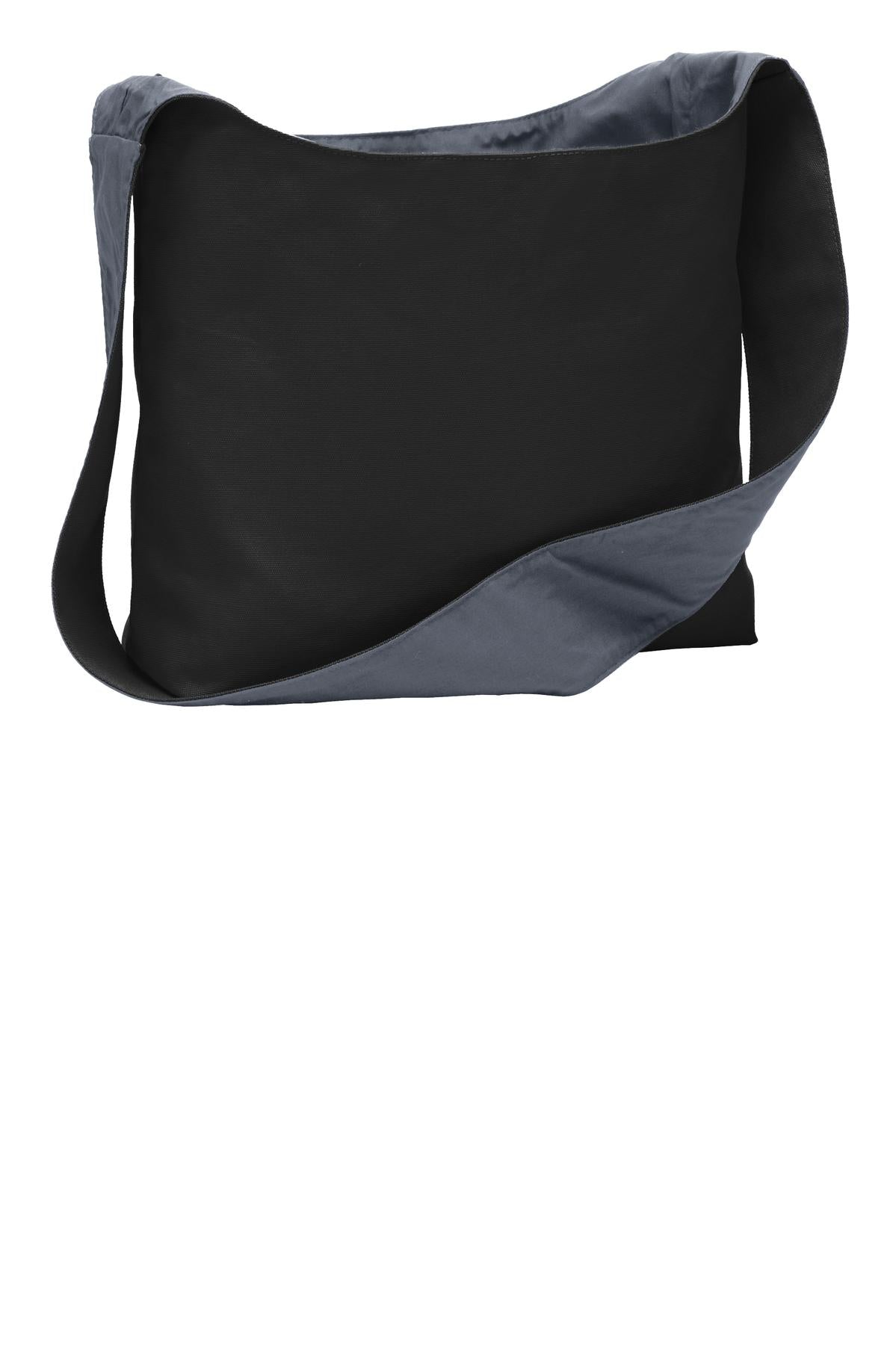 Port Authority Cotton Canvas Sling Bag BG405 Black/ Charcoal