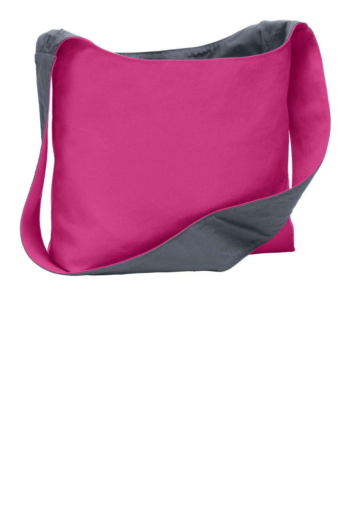Port Authority Cotton Canvas Sling Bag BG405 Tropical Pink/ Charcoal