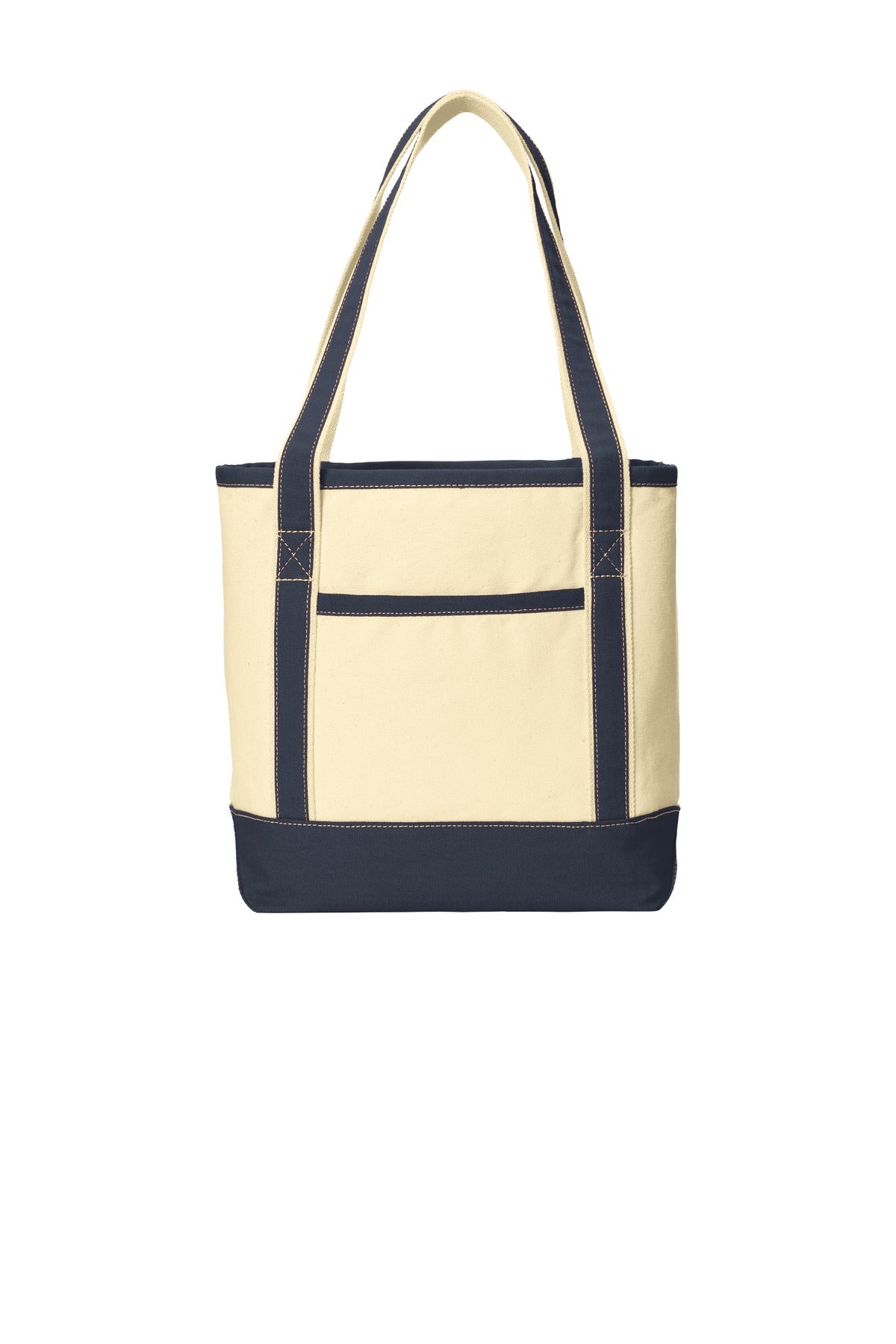 Port Authority Medium Cotton Canvas Tote BG412 Natural/ Navy