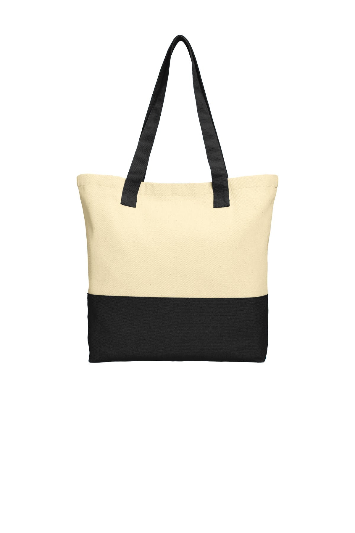 Port Authority Colorblock Cotton Tote BG414 Natural/ Black