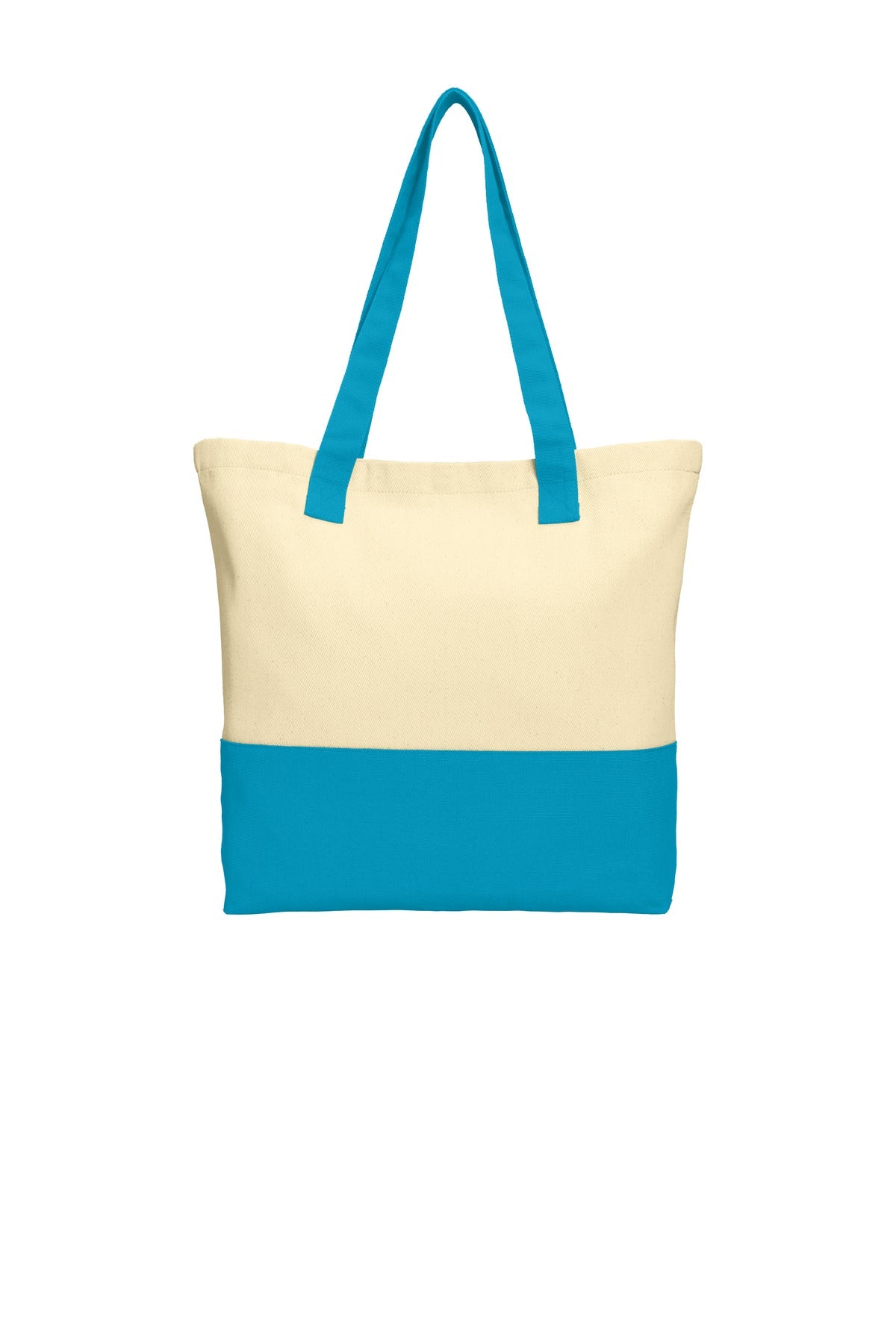 Port Authority Colorblock Cotton Tote BG414 Natural/ Turquoise