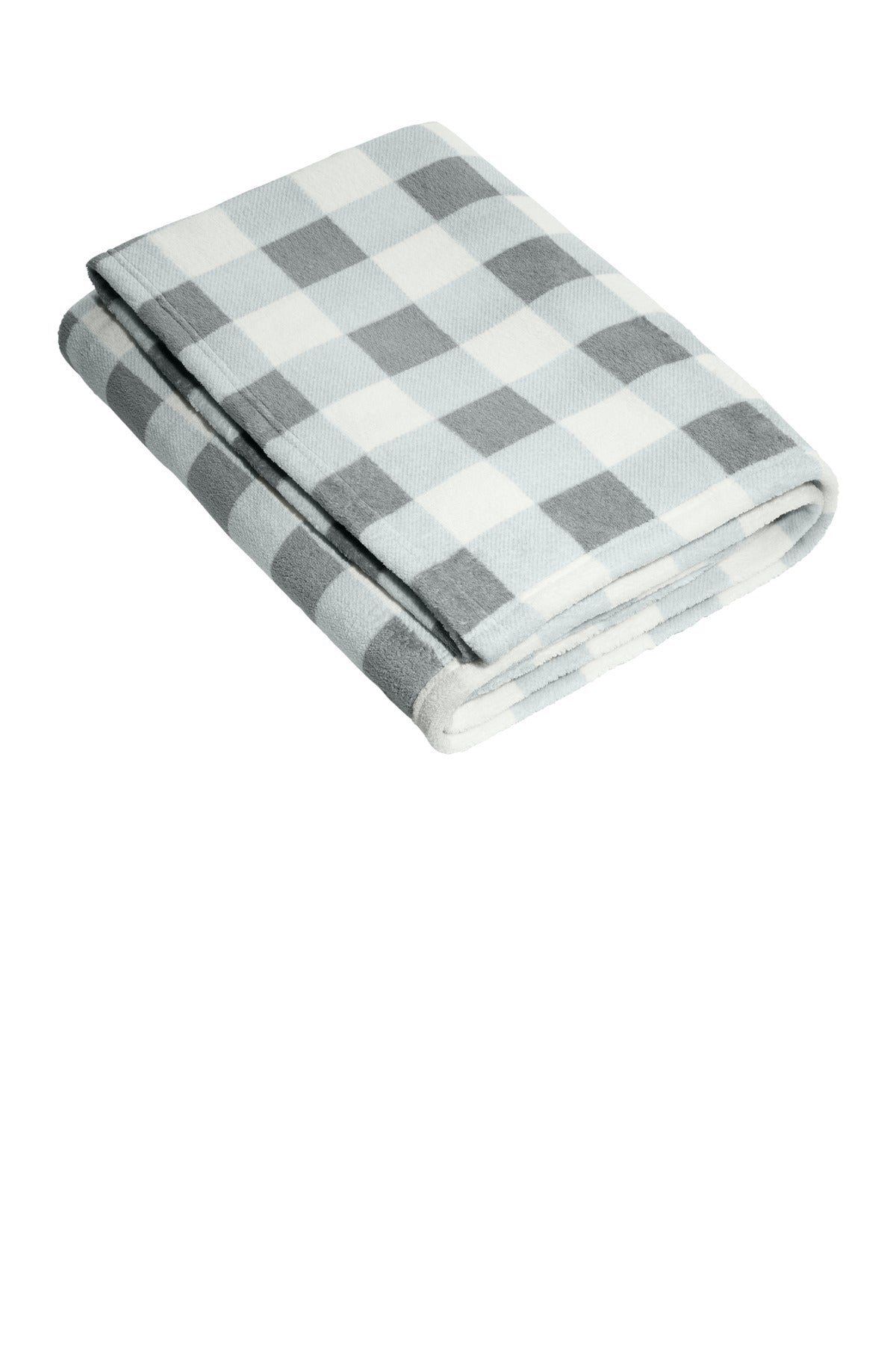 Port Authority Ultra Plush Blanket. BP31 Marshmallow/ Monument Grey Check