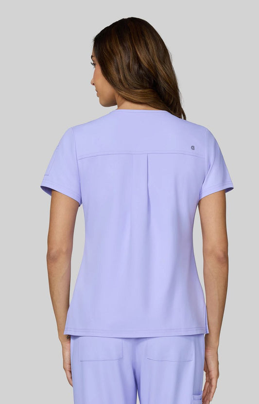 Cureology x koi Aura Women's 2-Pocket V-Neck Tuck-In Scrub Top Digital Lavender