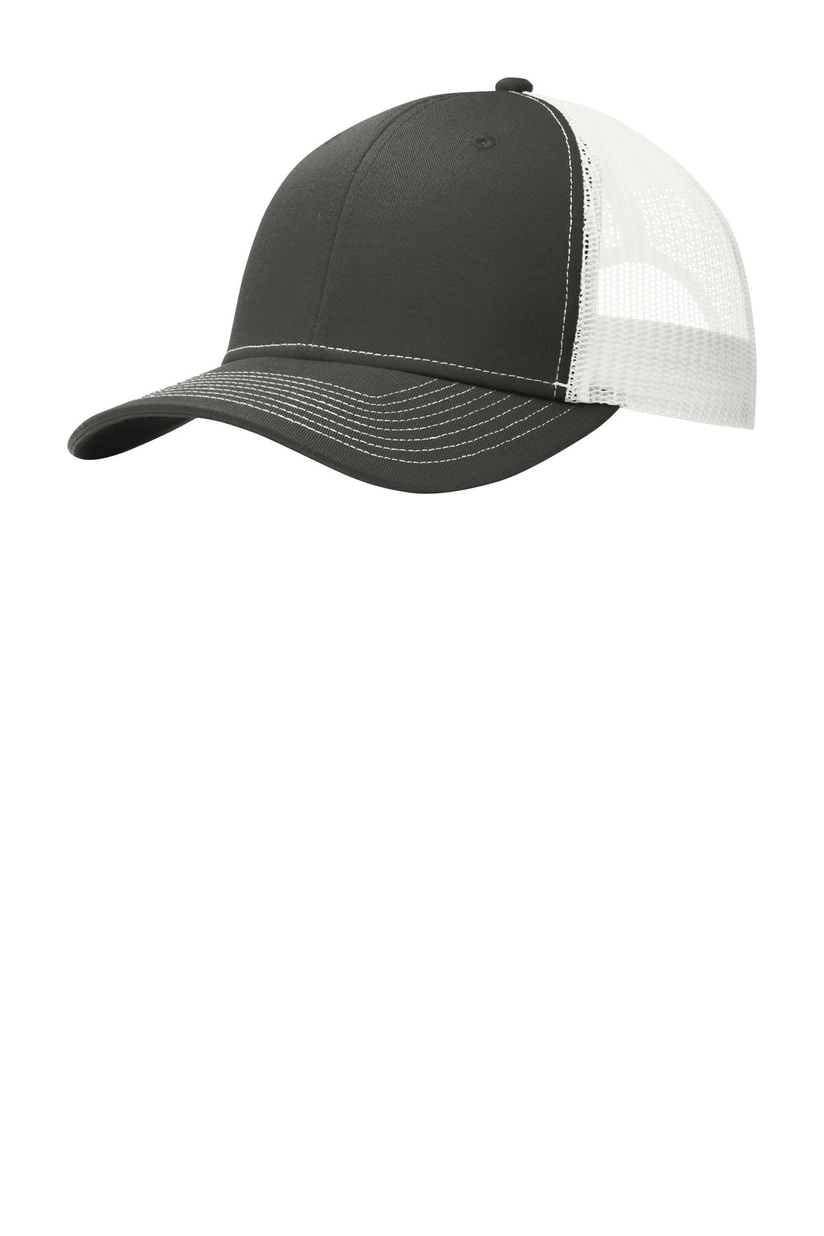 Port Authority Snapback Trucker Cap C402 Grey Steel/ White
