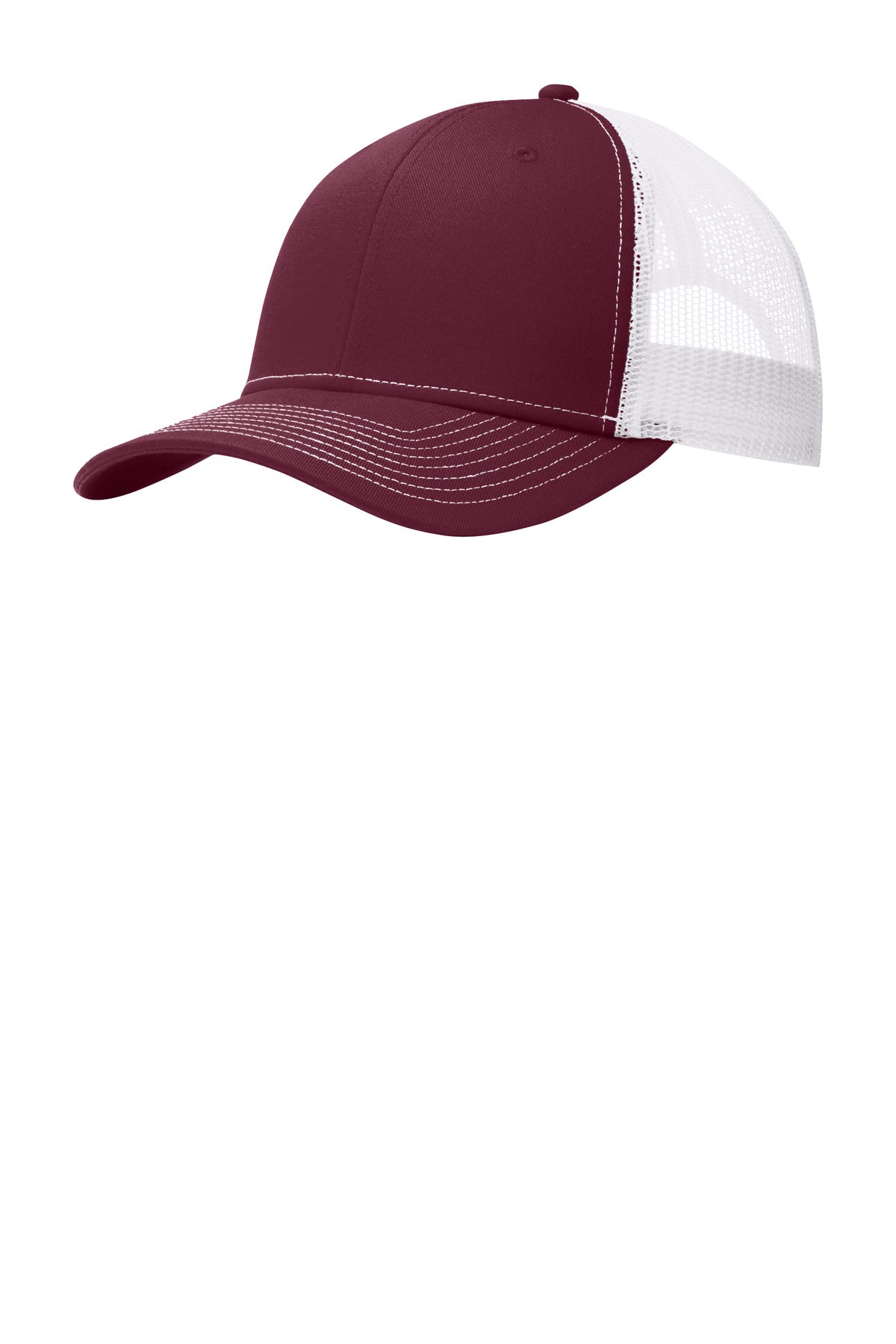 Port Authority Snapback Trucker Cap C402 Maroon/ White