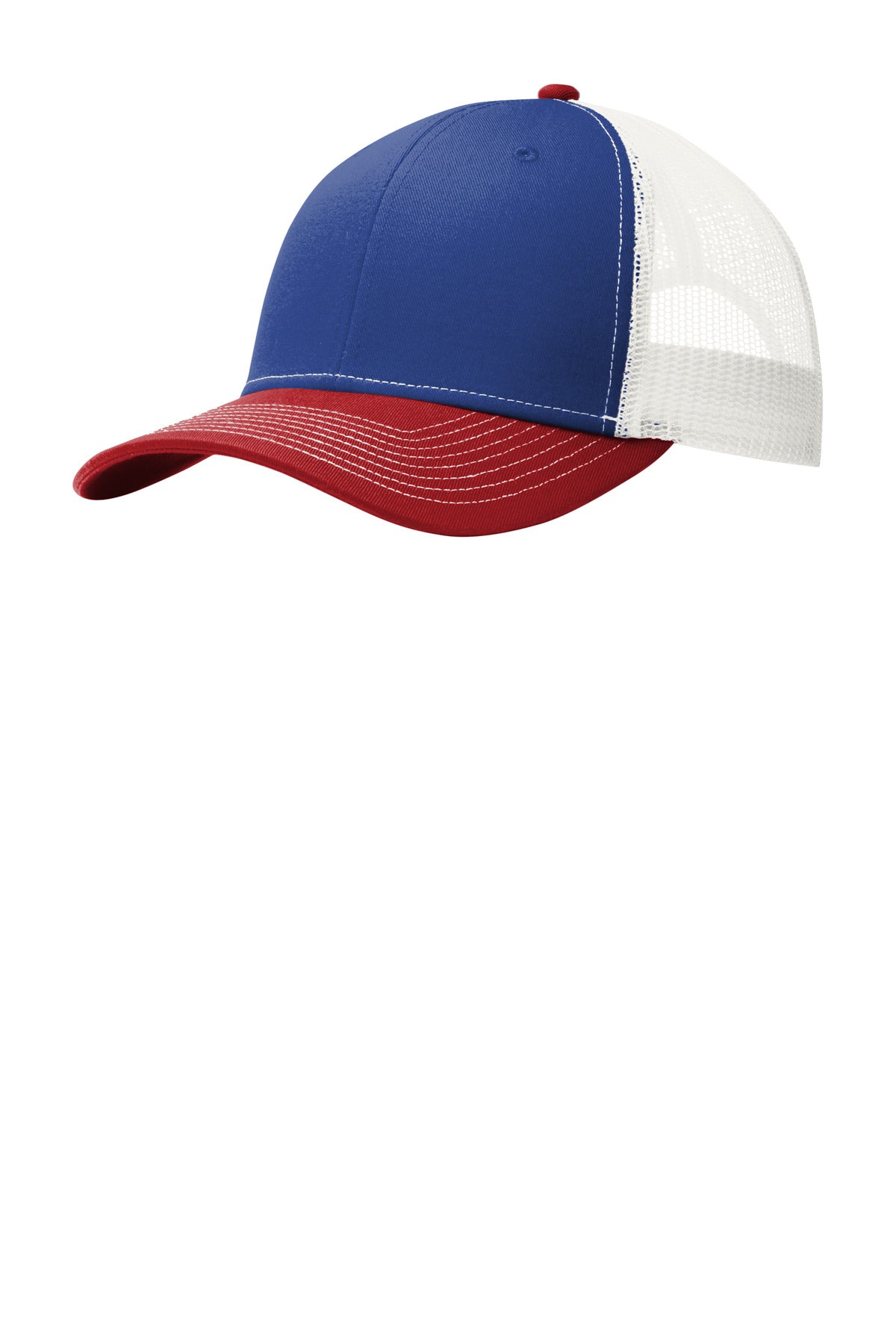 Port Authority Snapback Trucker Cap C402 Patriot Blue/ Flame Red/ White