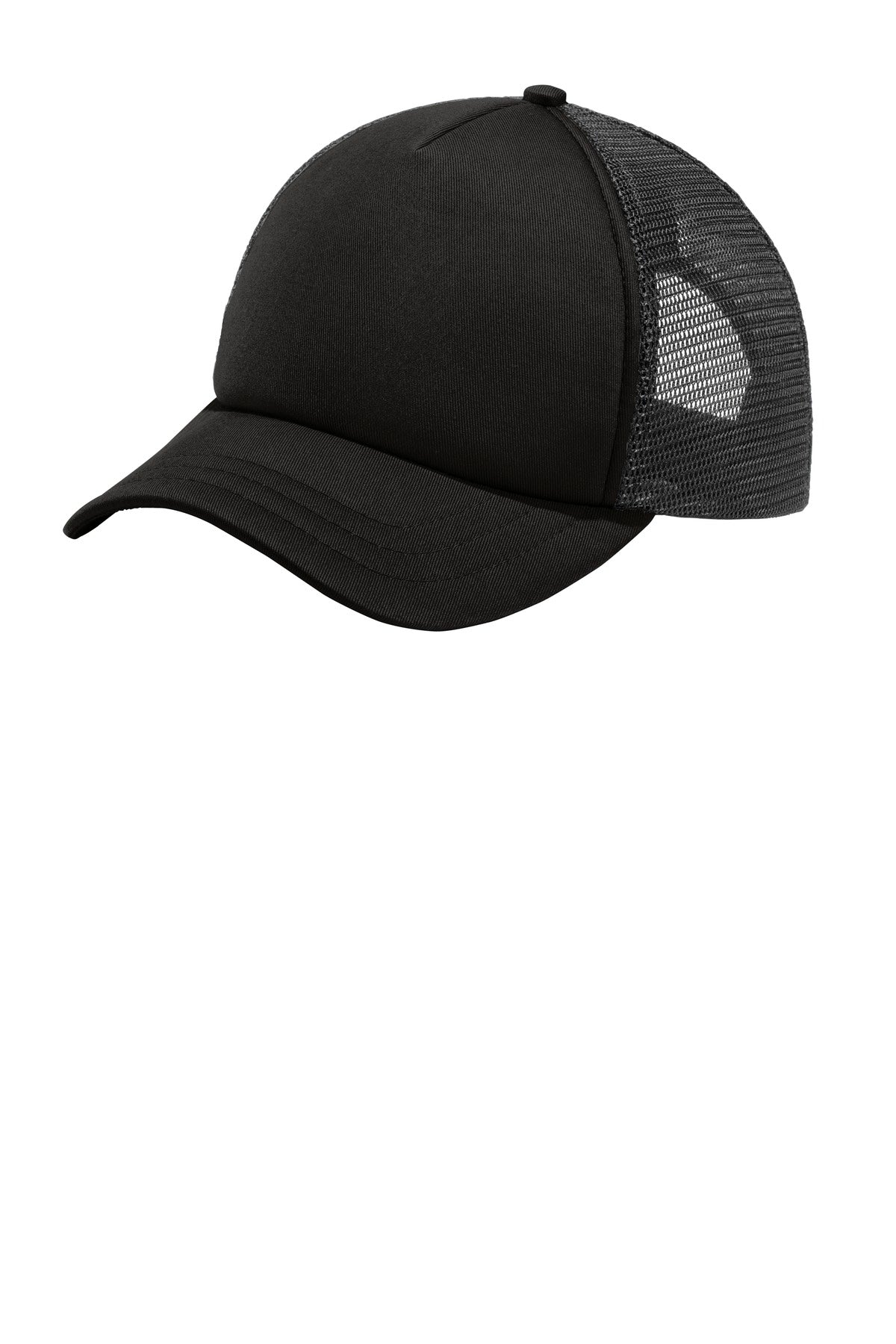 Port Authority 5-Panel Twill Foam Trucker Cap C936 Black/ Black