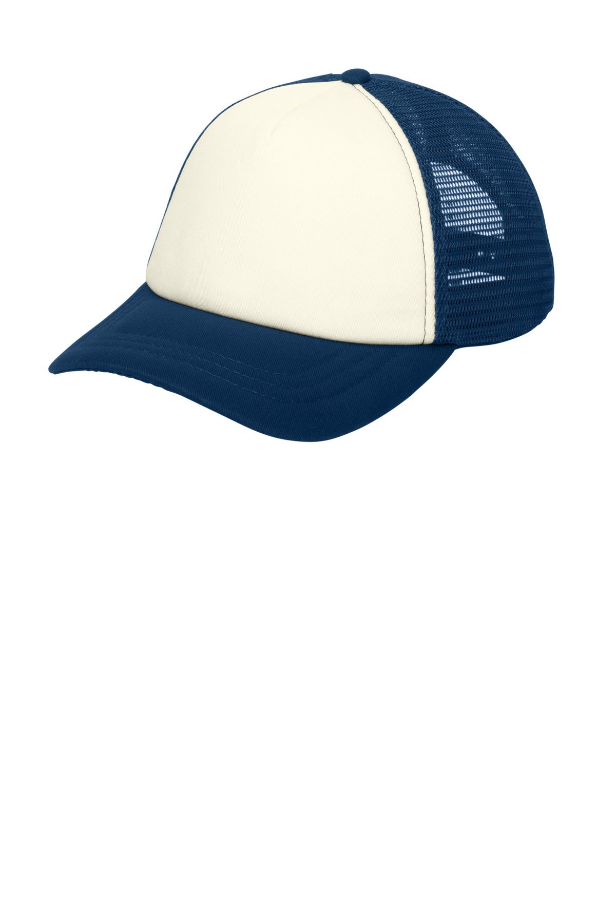 Port Authority 5-Panel Twill Foam Trucker Cap C936 Ivory/ Navy