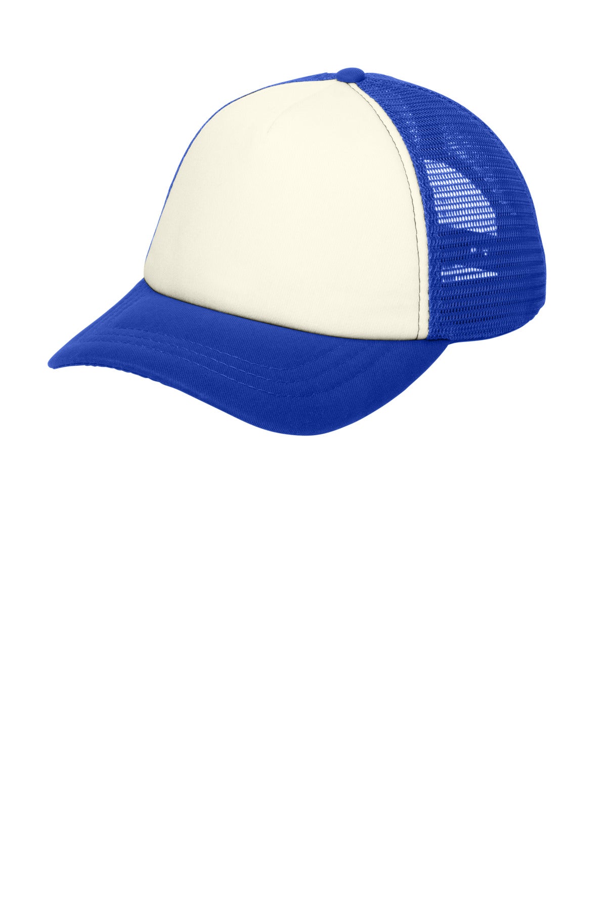 Port Authority 5-Panel Twill Foam Trucker Cap C936 Ivory/ Royal