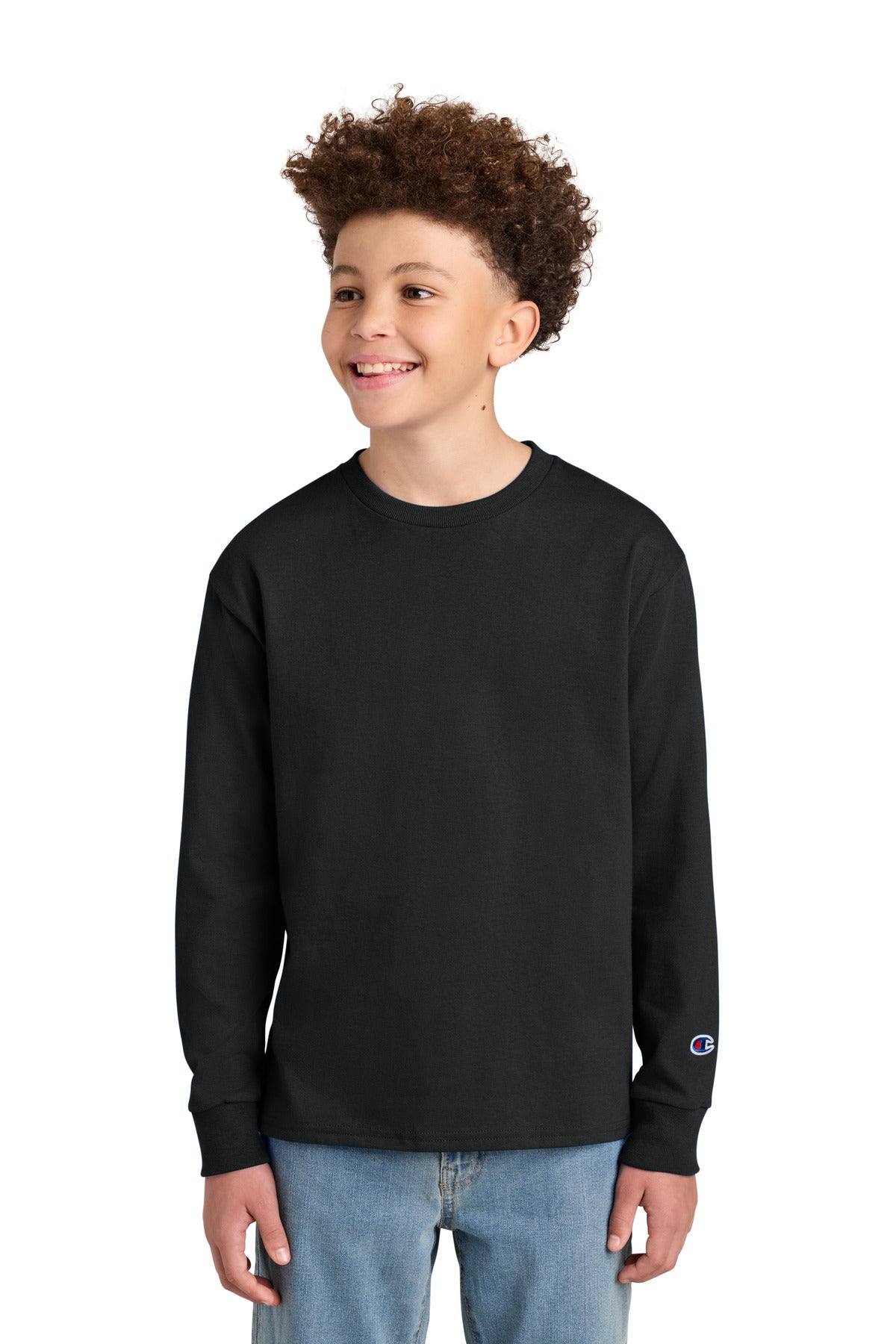 Champion Youth Jersey Long Sleeve Tee CH1751 Black
