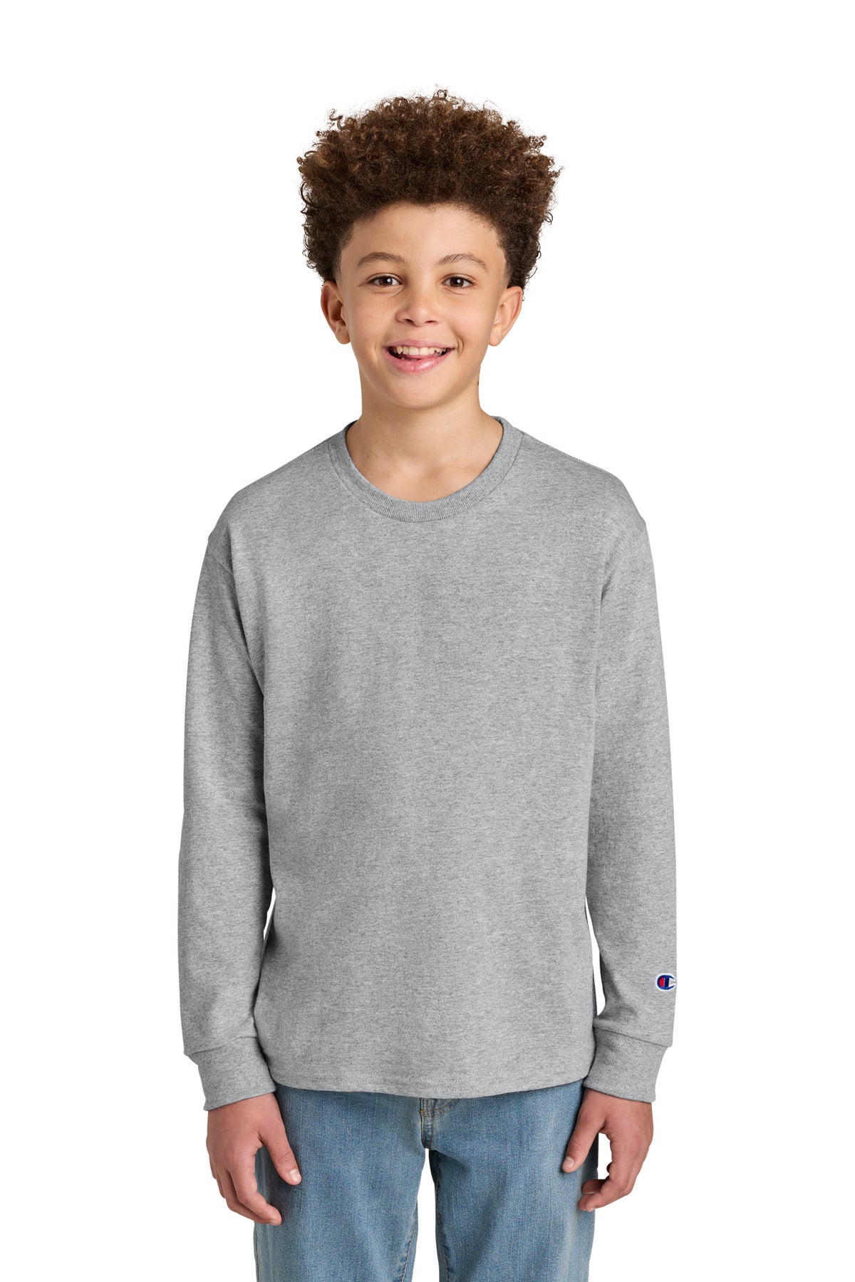 Champion Youth Jersey Long Sleeve Tee CH1751 Light Steel