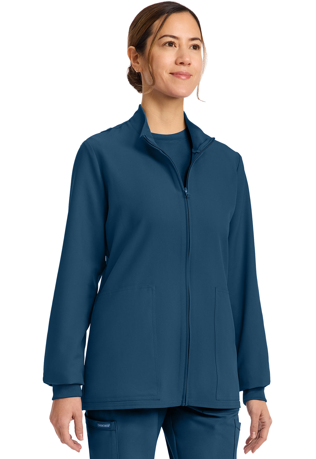 Workwear Originals Ultra CK00013A Women's Zip Up Scrub Jacket Caribbean Blue