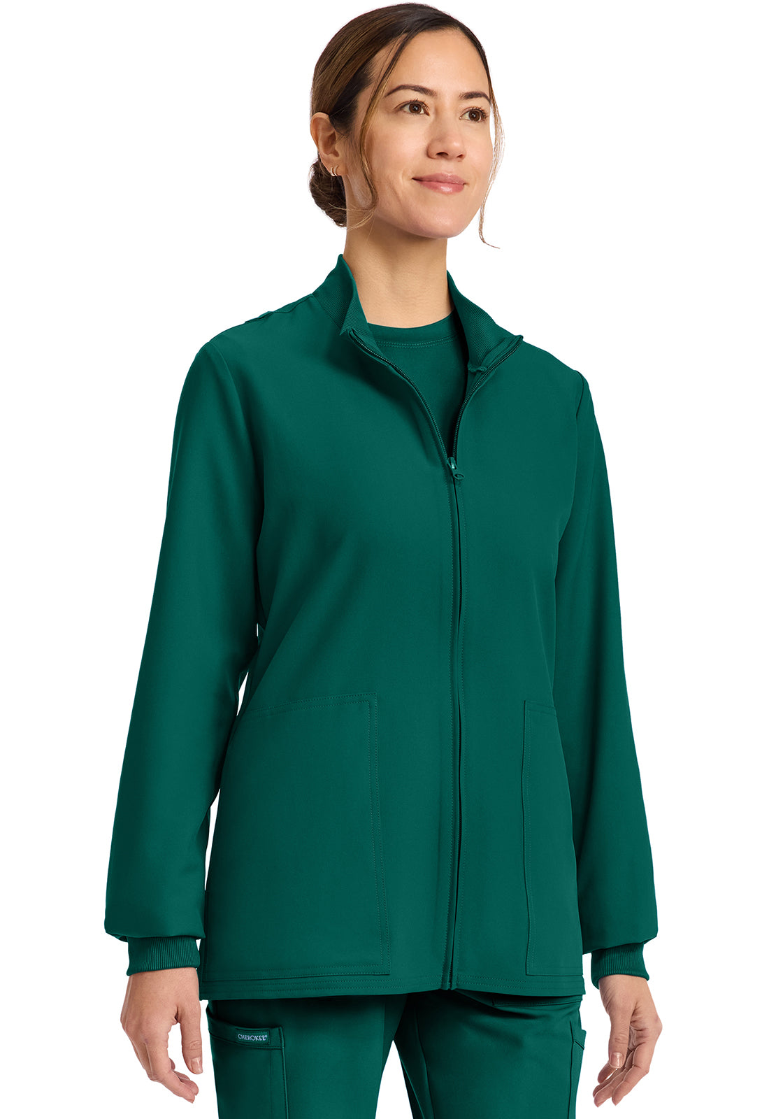 Workwear Originals Ultra CK00013A Women's Zip Up Scrub Jacket Hunter Green