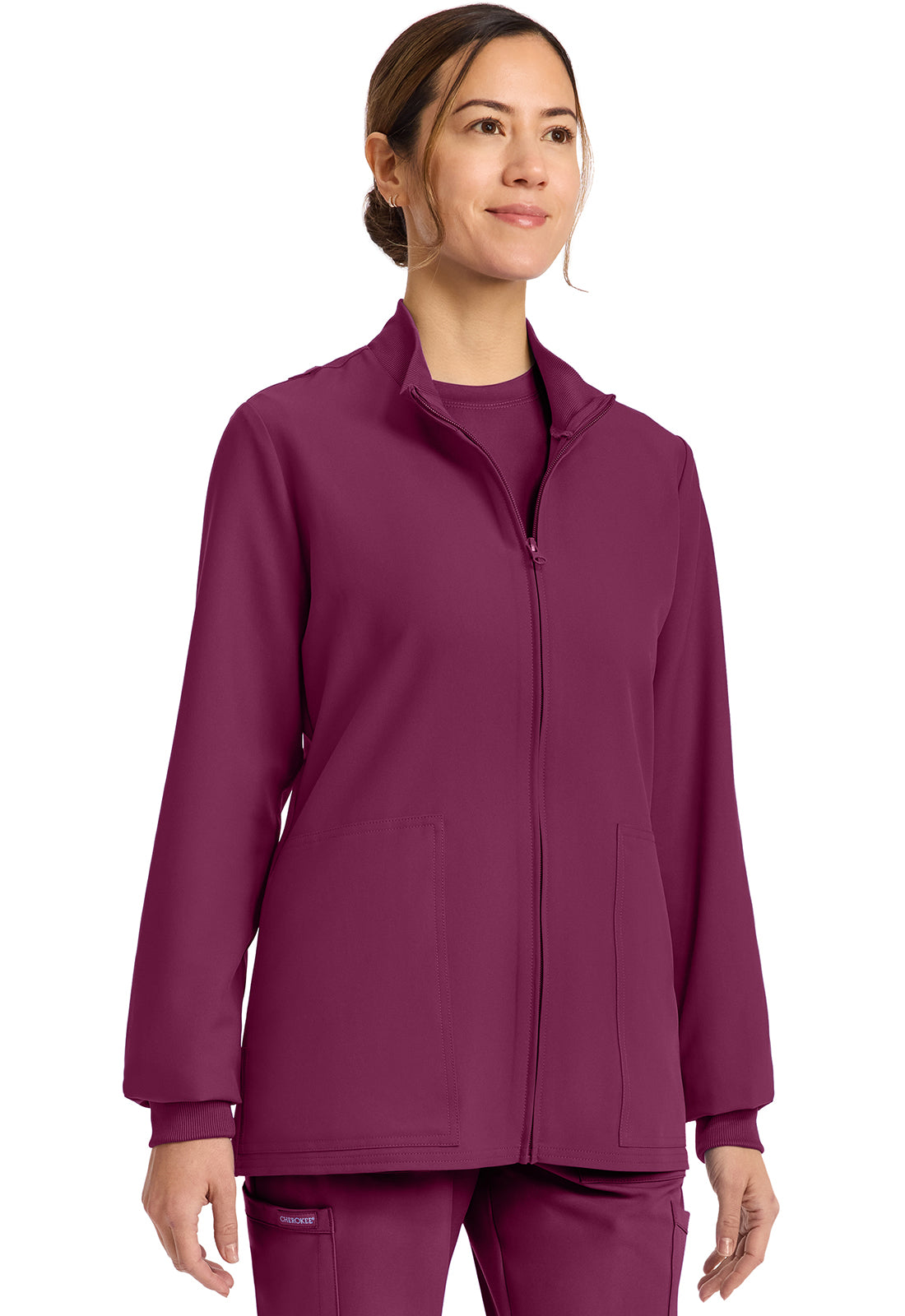 Workwear Originals Ultra CK00013A Women's Zip Up Scrub Jacket Wine