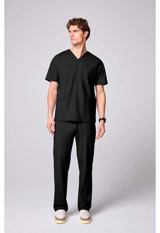 Achieve CK00037 Men's 3 Pocket V-neck Scrub Top Black