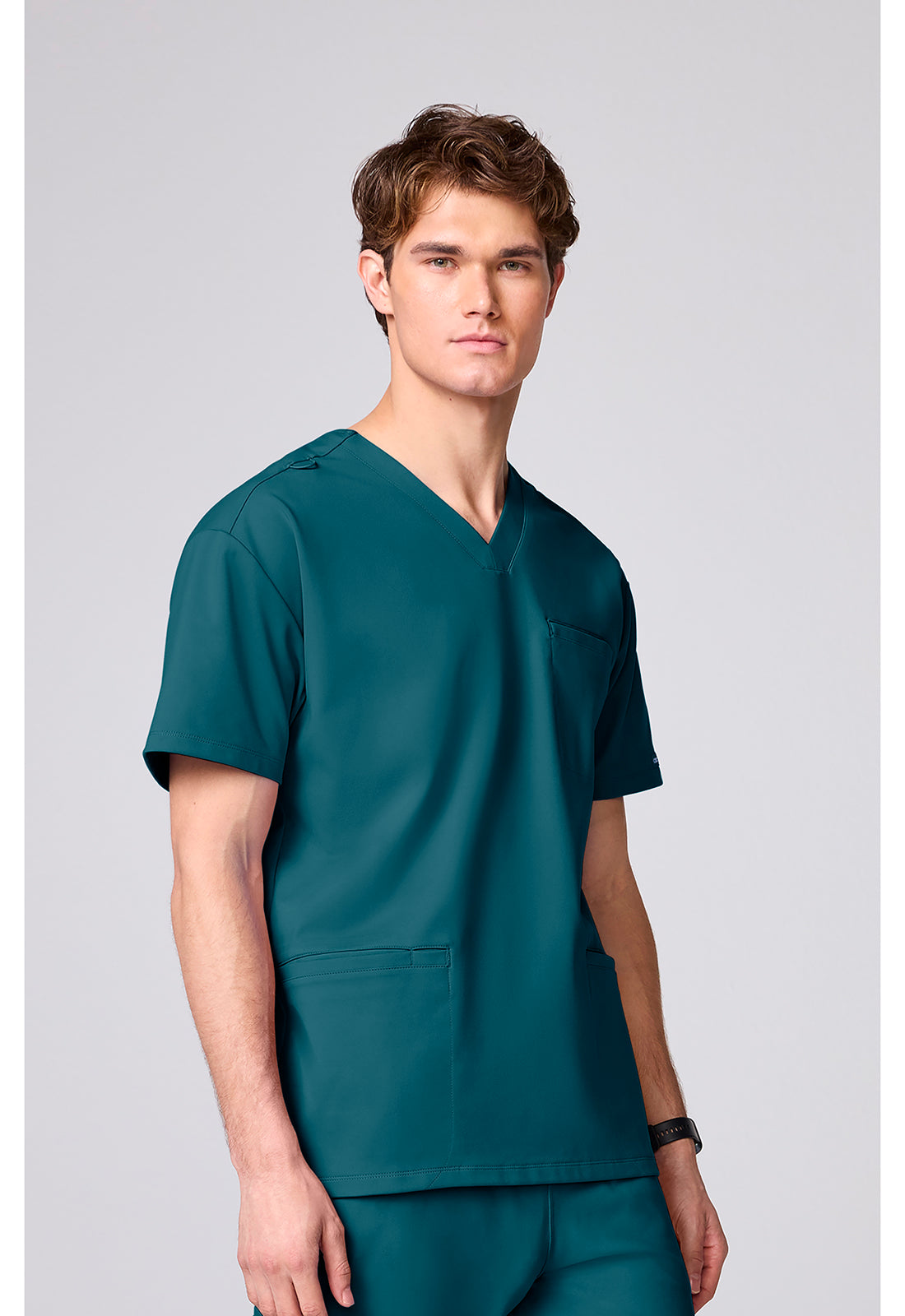 Achieve CK00037 Men's 3 Pocket V-neck Scrub Top Caribbean Blue
